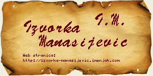 Izvorka Manasijević vizit kartica